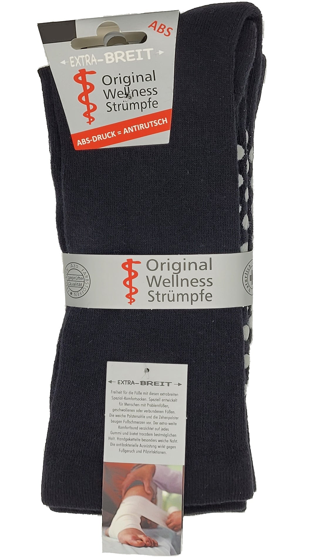 Chaussettes de santé semelles en éponge ABS EXTRA LARGES Wellness Noir 2 paires jusqu'à la taille 50 (2261)