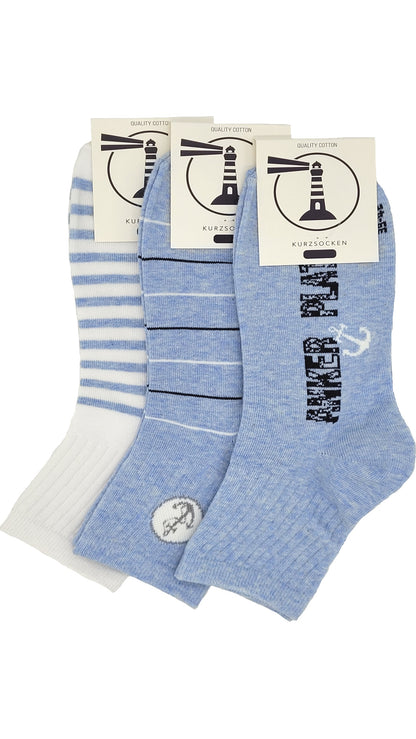 Chaussettes courtes homme style tennis maritime 3 paires (16232)