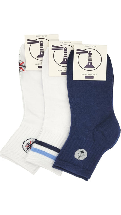 Chaussettes courtes homme style tennis maritime 3 paires (16232)