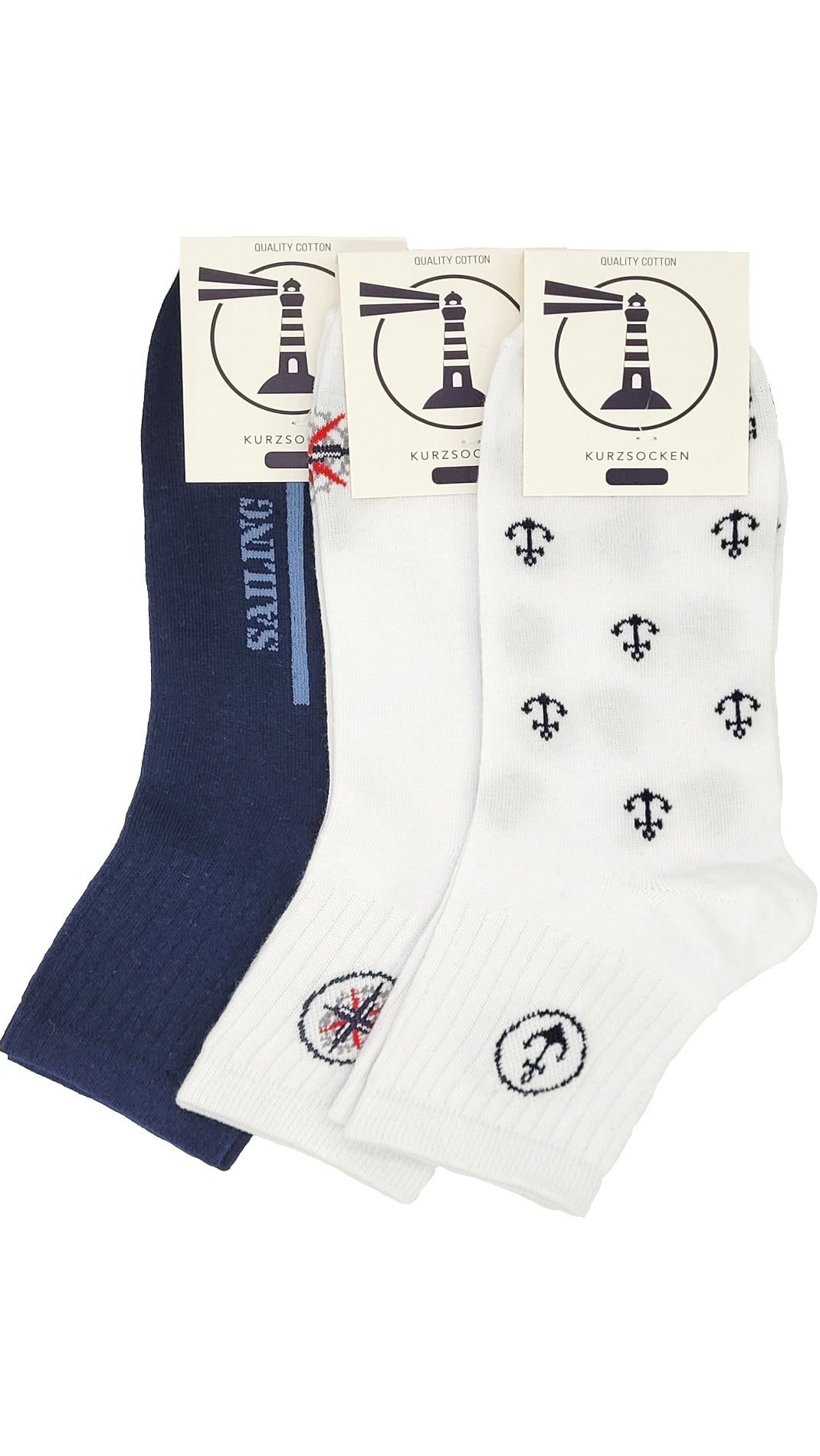 Chaussettes courtes homme style tennis maritime 3 paires (16232)