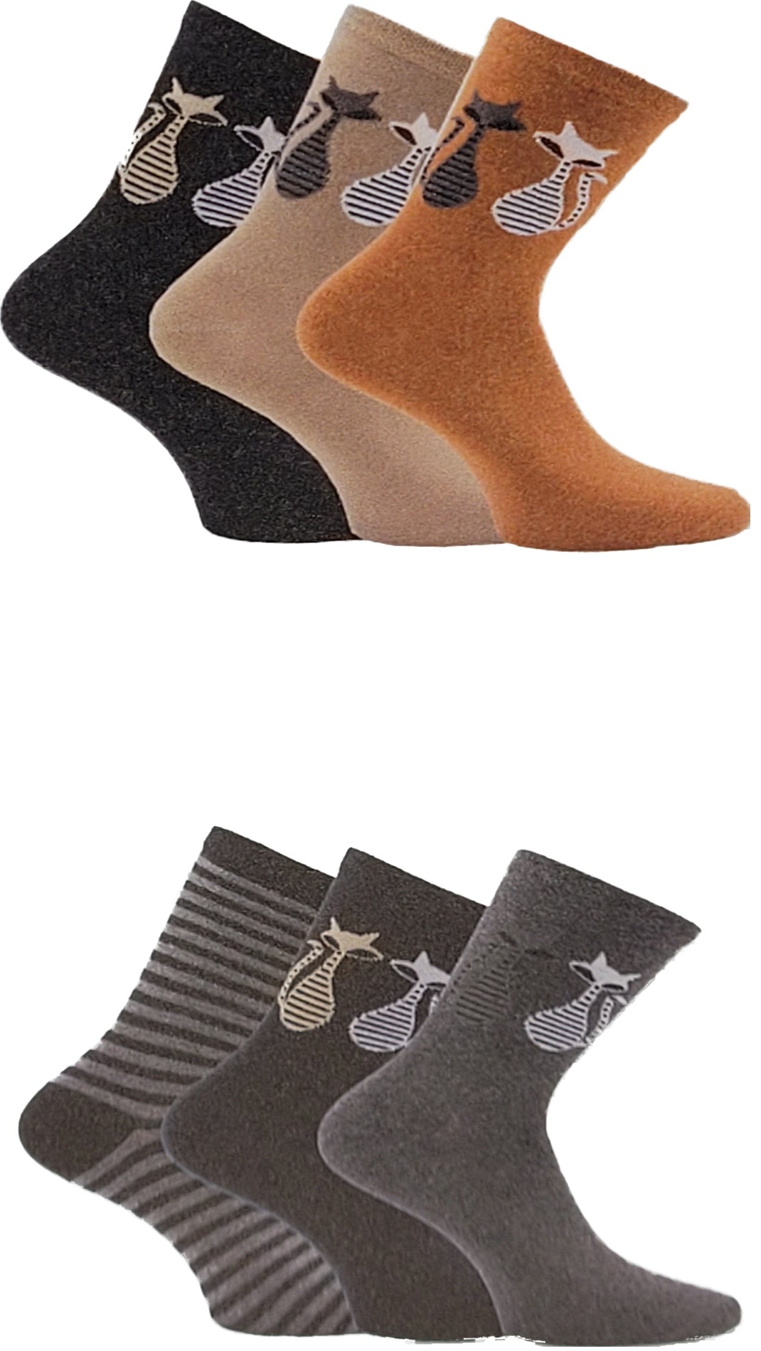 Chaussettes pour femmes Comfort Cuff Cats 3 paires (34944)