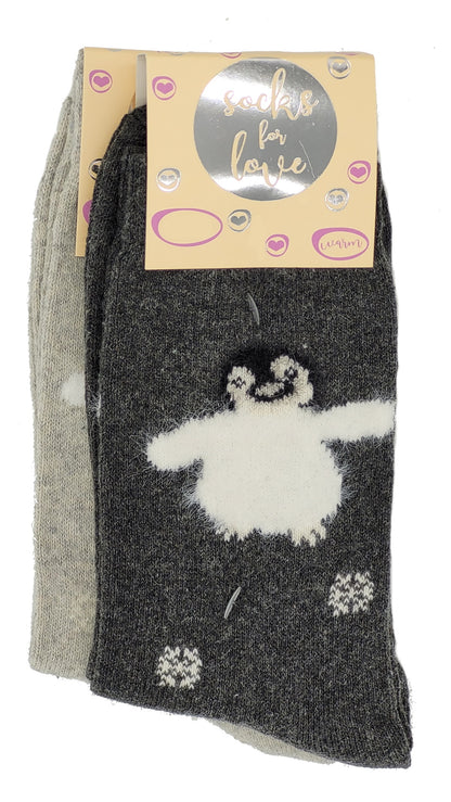 Dames wollen sokken pinguïn alpaca 2 paar maat 39-42 (37724)