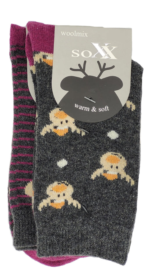 Damen Wollsocken Elch 2 Paar (37726)