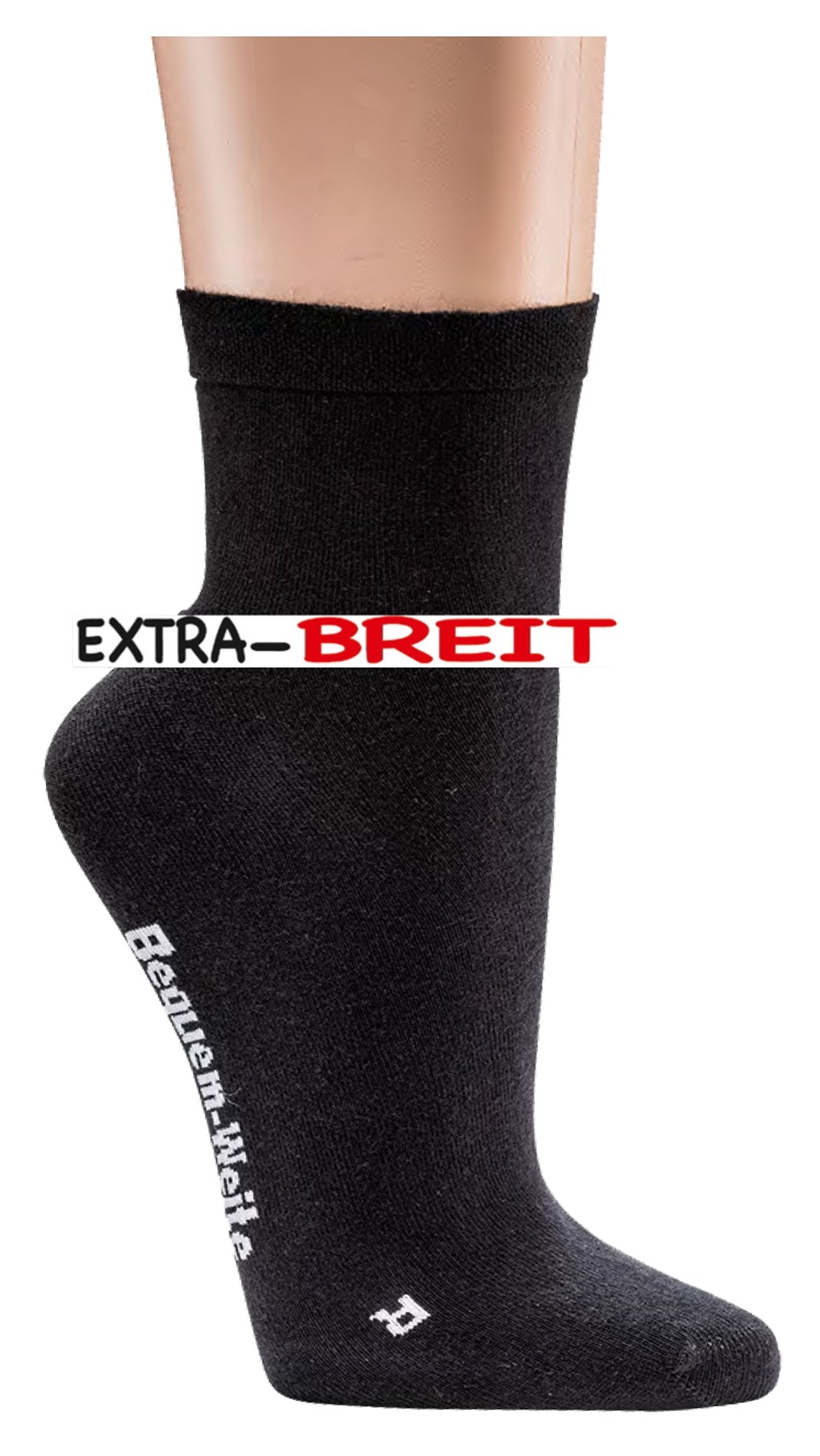 Health Socks Korte Schacht EXTRA BREED Wellness Zwart 2 Paar tot Maat 54 (2155)