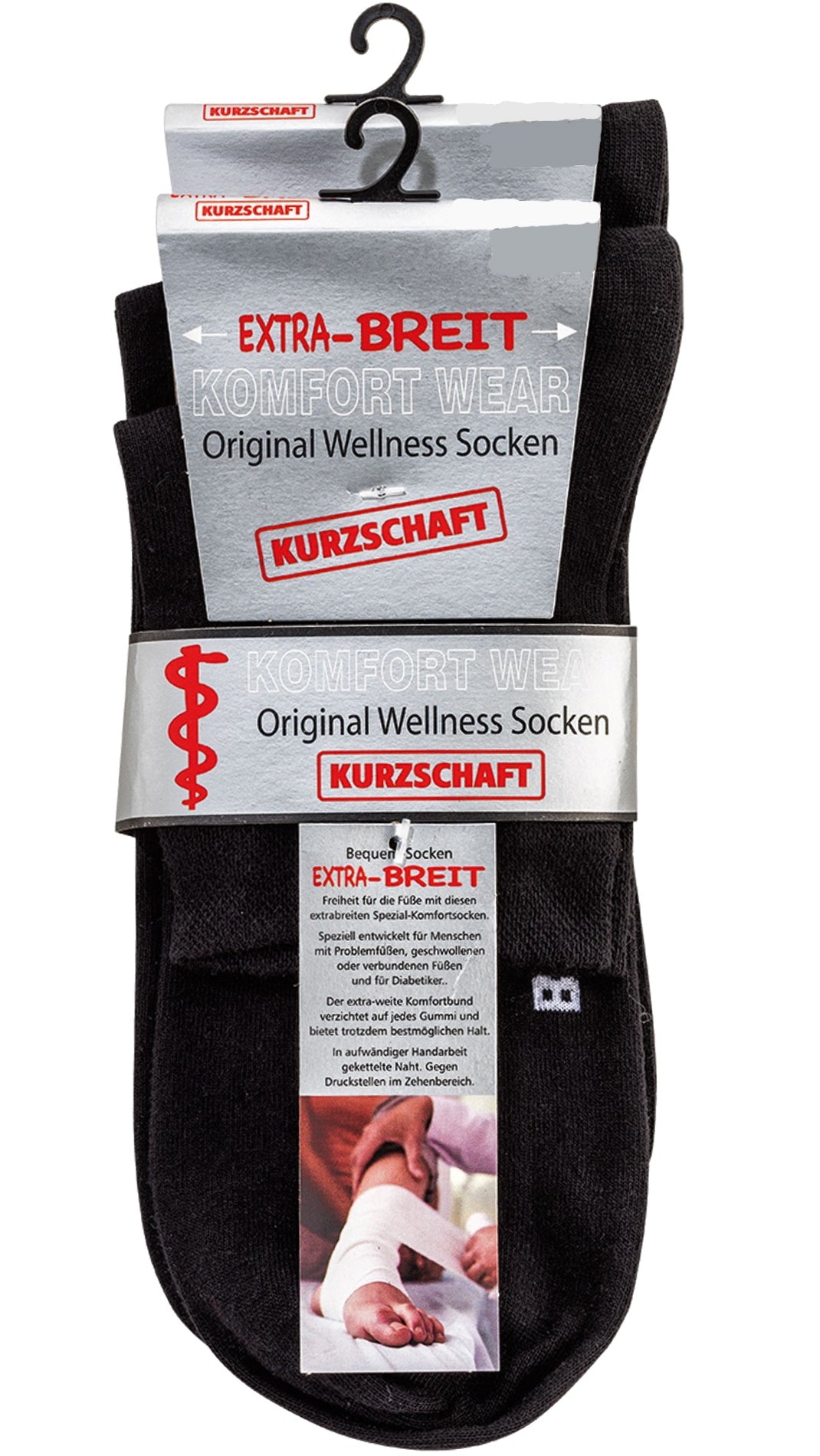 Health Socks Korte Schacht EXTRA BREED Wellness Zwart 2 Paar tot Maat 54 (2155)