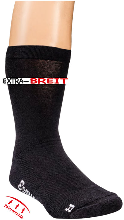 Chaussettes de santé semelle éponge EXTRA LARGE Wellness noir 2 paires jusqu'à la taille 50 (2161)