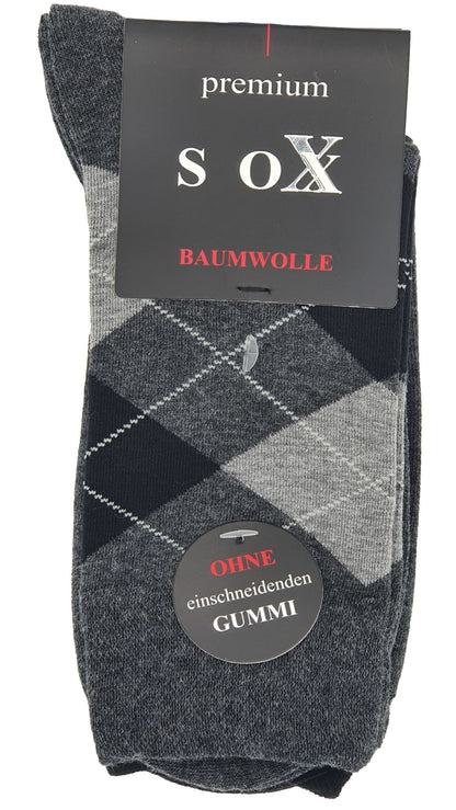 Chaussettes pour hommes à carreaux sans imprimé caoutchouc 3 paires (25349)