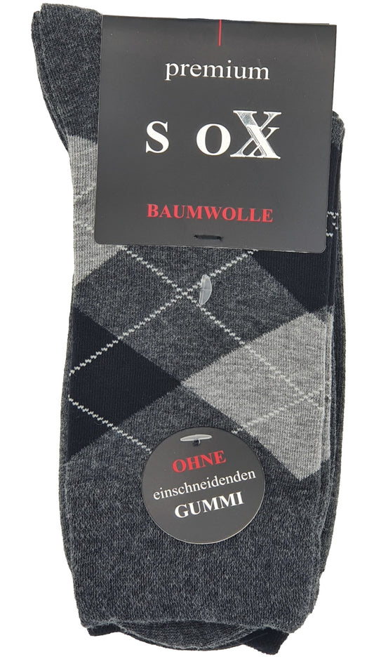 Herren Socken Karo ohne Gummidruck 3 Paar (25349)