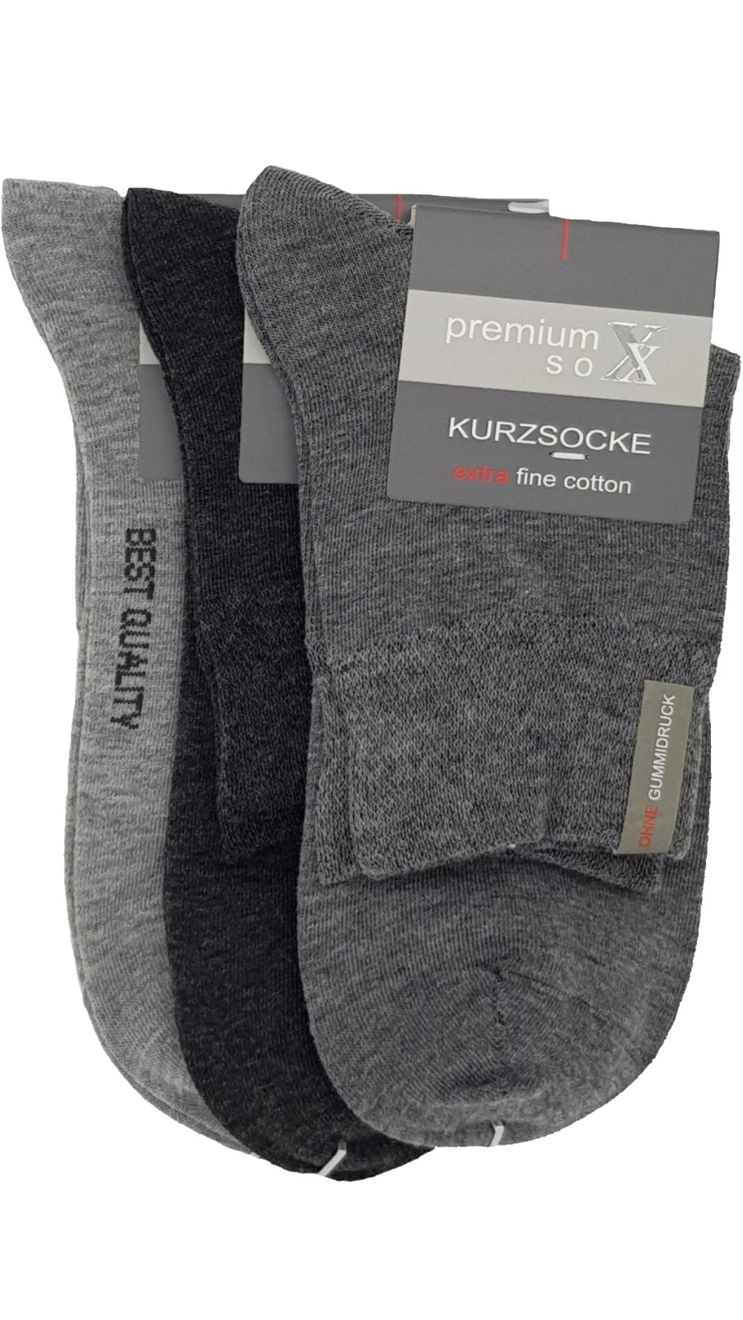 Chaussettes courtes pour hommes "Premium" sans impression en caoutchouc 3 paires (26541)