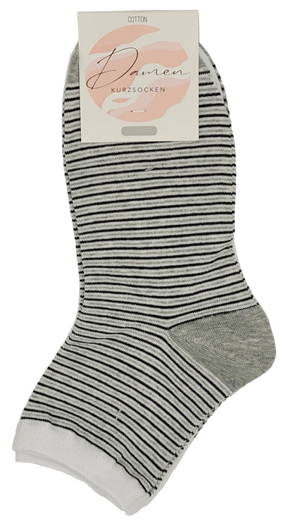 Chaussettes courtes à rayures pour femmes, 3 paires (36963)