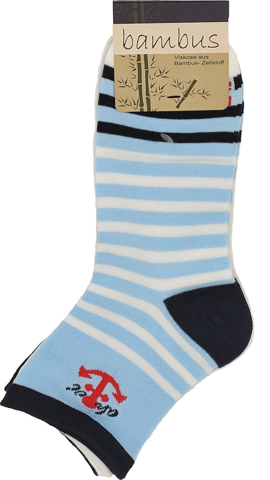 Damen BAMBUS Kurzschaft Maritim Socken 3 Paar (36948)