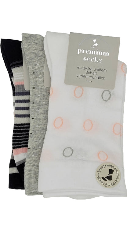 Chaussettes de santé pour femmes avec manchette extra large entonnoir 3 paires (39540)