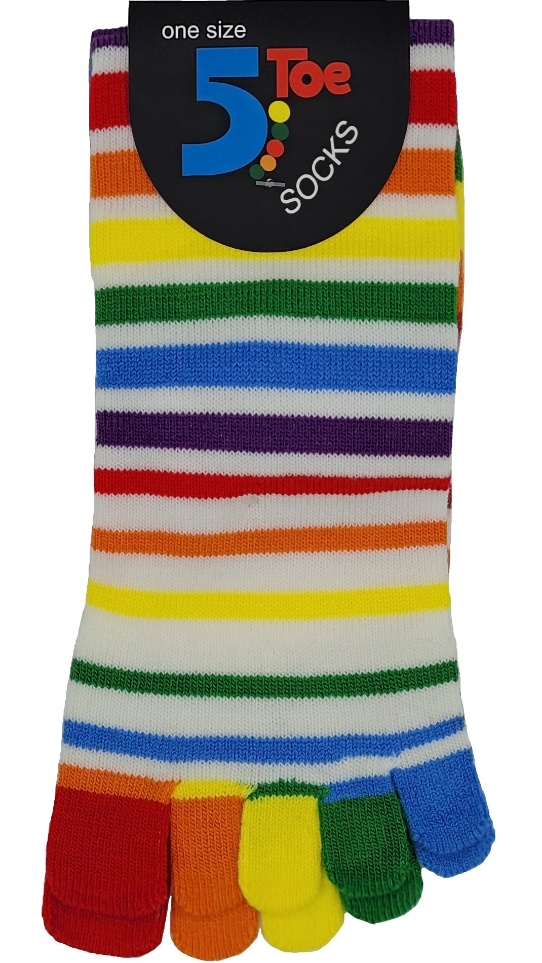 Chaussettes à 5 orteils pour femmes, rayures colorées, taille unique, 1 paire (48006)