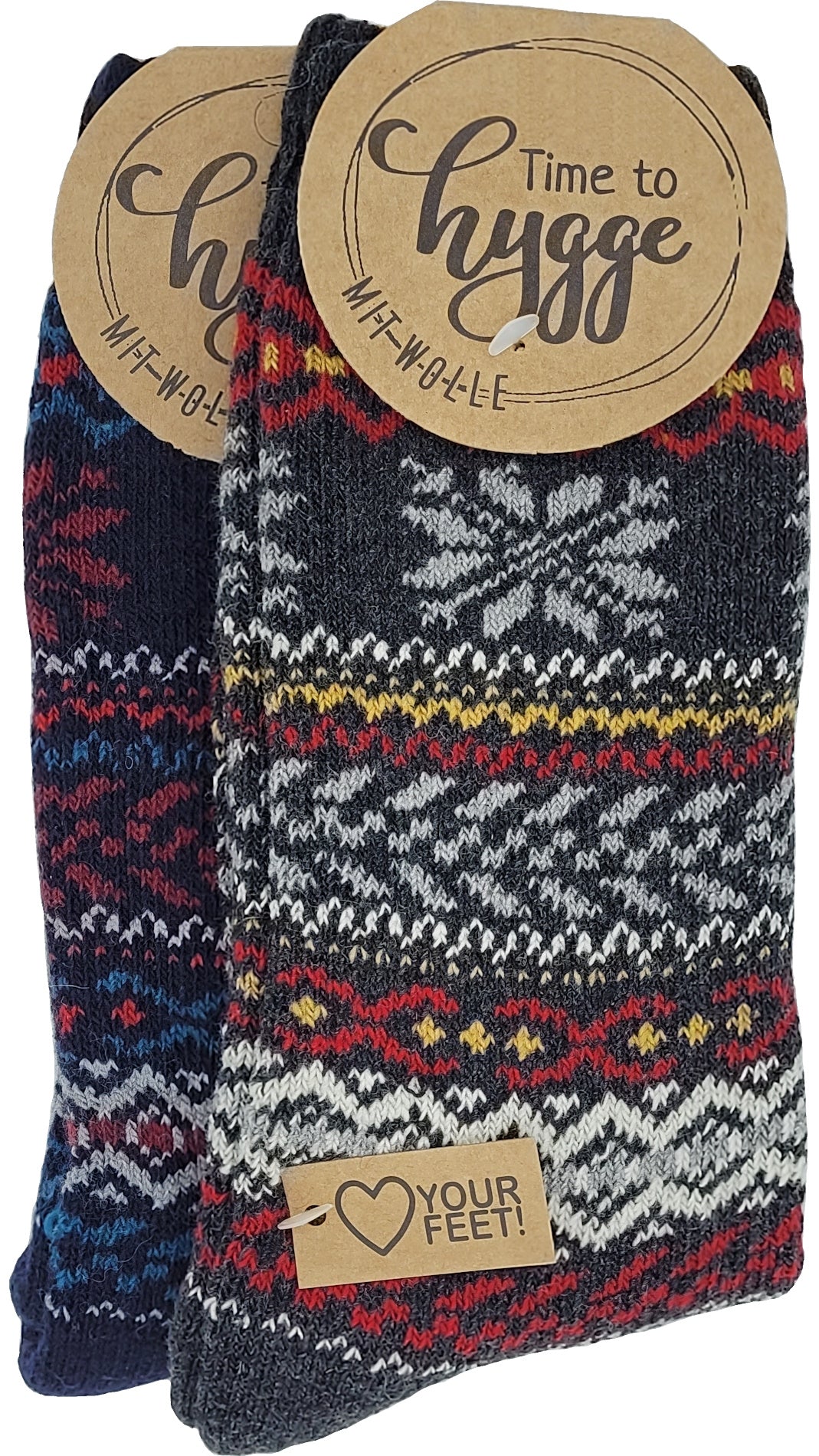 Chaussettes Hygge en laine pour ados, femmes et hommes 2 paires (6536)