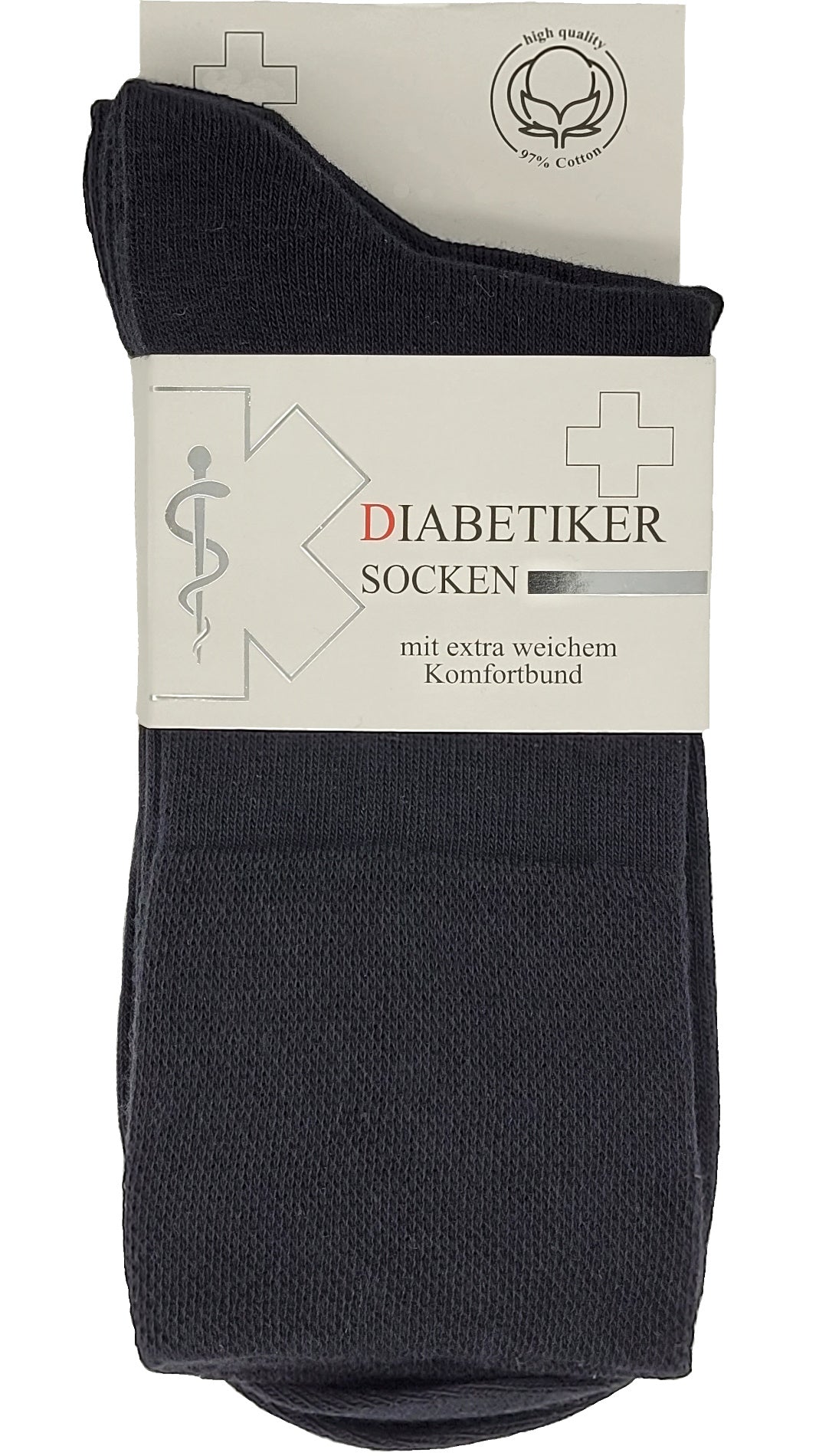 Diabetessokken EXTRA brede tailleband 97% katoen 3 paar tot maat 54