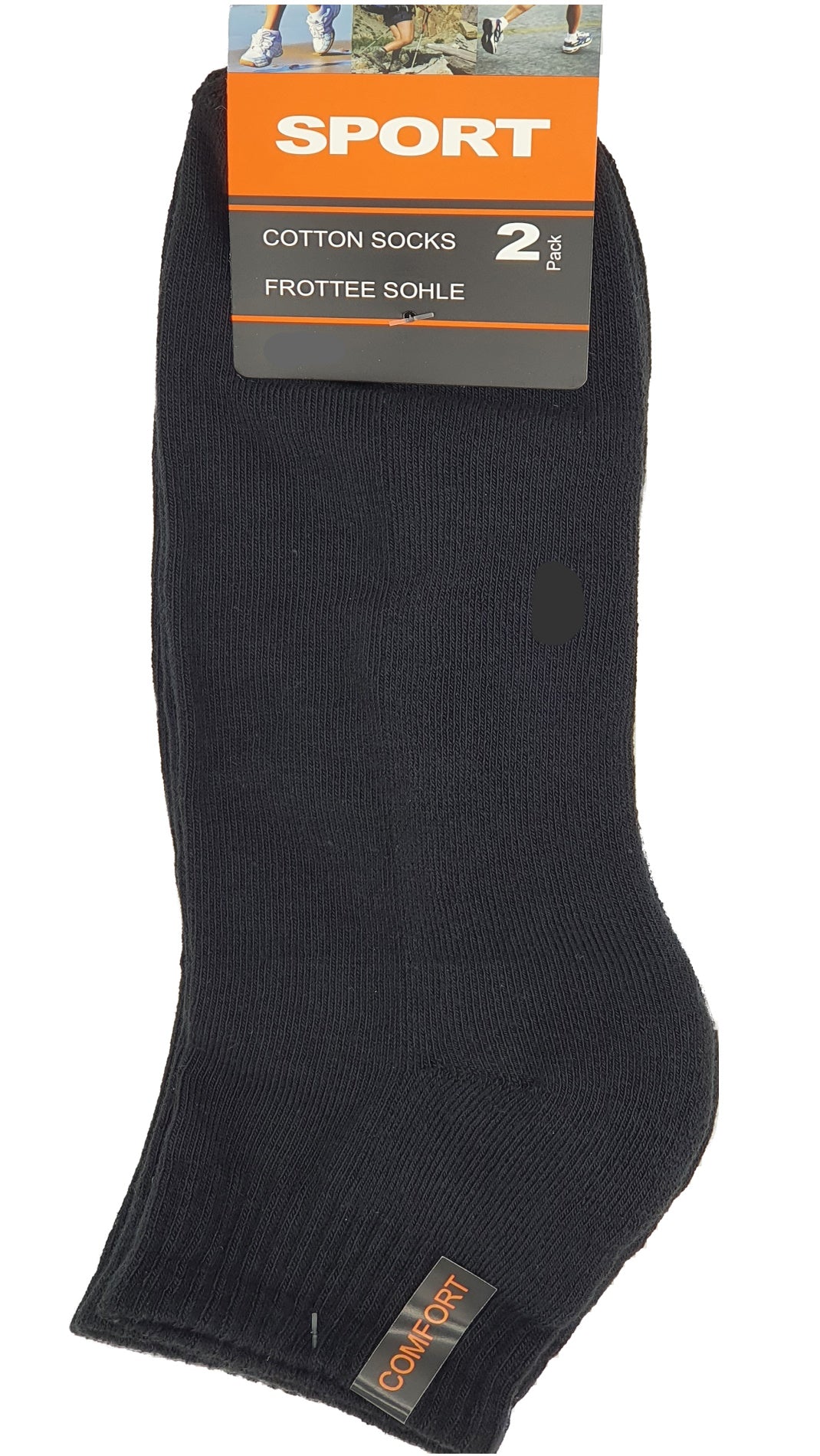 Chaussettes de sport et fonctionnelles XXL oversize 47-50 tige courte semelle éponge unie 2 paires (16223-16227-16231)