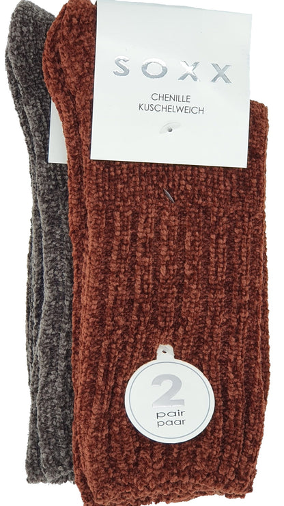 Chaussettes en chenille pour femmes unies 2 paires (37716,37717)