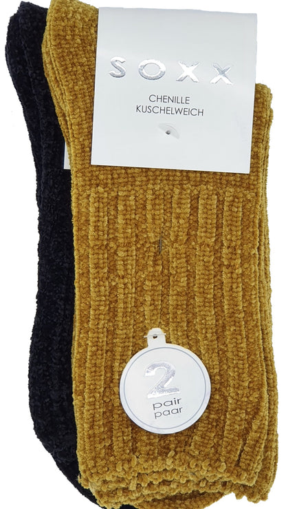 Chaussettes en chenille pour femmes unies 2 paires (37716,37717)