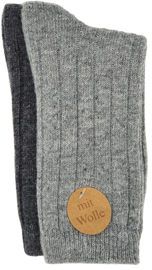 Damen Woll Socken Rippe uni 2 Paar (37809)