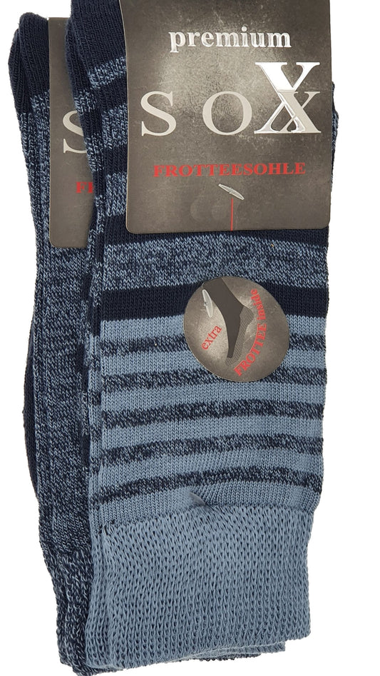 Chaussettes homme semelle éponge rayées et unies 2 paires (21200)