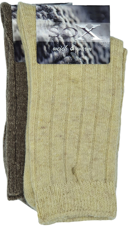 Damen Woll Socken Rippe uni 2 Paar (37700)